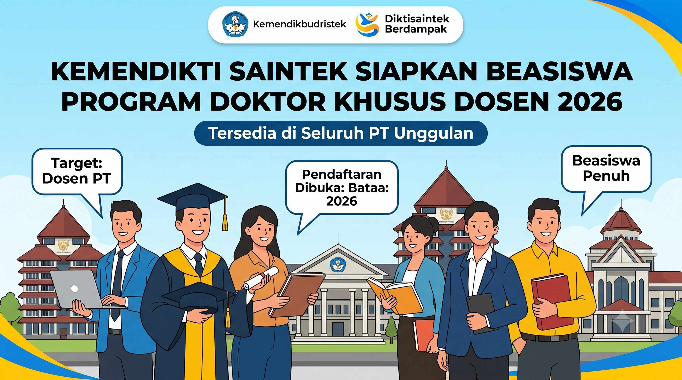 Kemendikti Saintek Siapkan Beasiswa Program Doktor Khusus Dosen 2026, Tersedia di Seluruh PT Unggulan